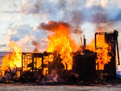 buildings on fire